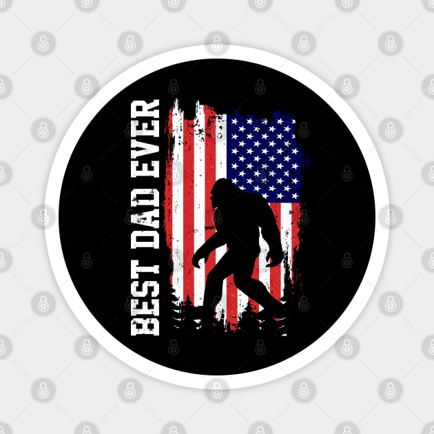 Best Dad Ever US Flag Bigfoot Sasquatch Gift Magnet by The WYLD Tribe
